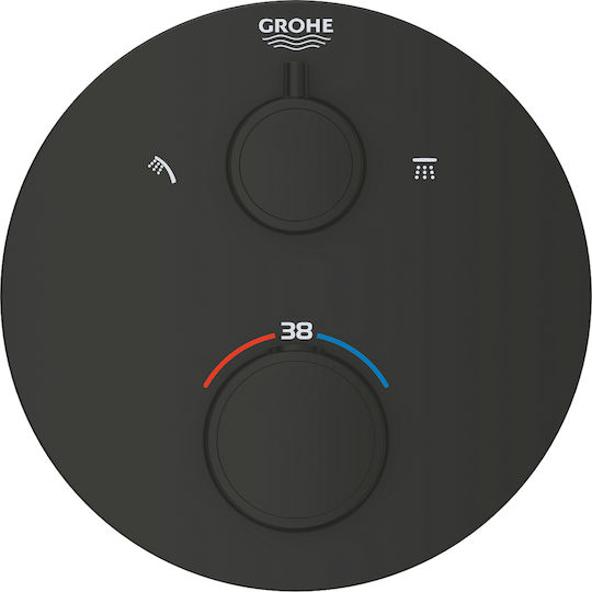 Grohe Μίκτης Μπαταρίας Εντοιχισμού για Ντουζιέρα 2 Εξόδων Μαύρος 4067393018889