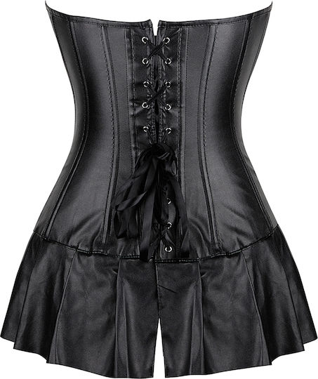 14 Pieces Plastic Bones Leather Corset Mini Dress