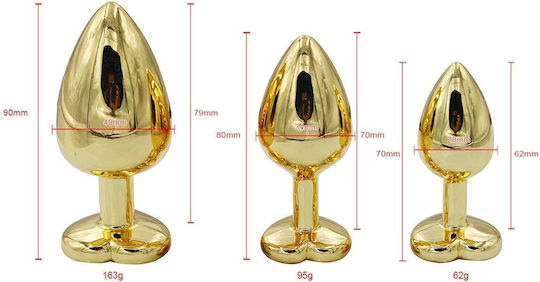 SMD Analyzer Triple Anal Plugs Set Gold / Purple Heart 3pcs