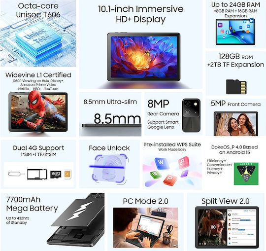 BlackView Tab 60 Pro 4G 10.1" (4GB/128GB) Γκρι