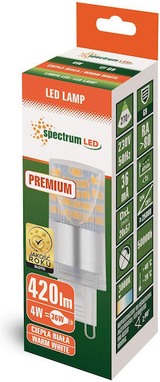 Spectrum Λάμπα LED 4W για Ντουί G9 Θερμό Λευκό
