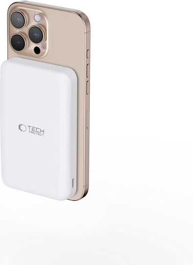 Tech-Protect PB24 Lifemag MagSafe Power Bank 10000mAh 15W with USB-A Port and USB-C Port White