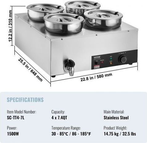 Vevor Bain Marie Servieren