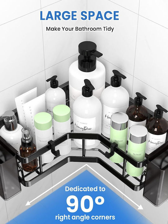 Shower Ъглов Стенен Рафт за баня Метален Черна
