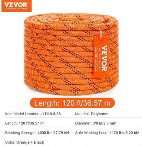 Σχοινί Αναρρίχησης Δέντρων Vevor 3/8" X 120' Hcclsdl38inctrauav0