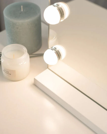 Flamingueo Makeup Mirror Wall with Light 12x12cm White