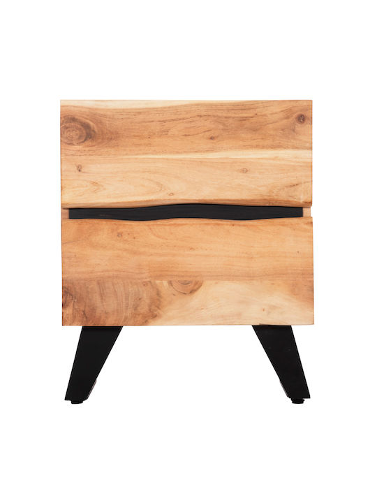 Bedside Table Alicia Wooden with Metal Legs Beige 45x35x56cm