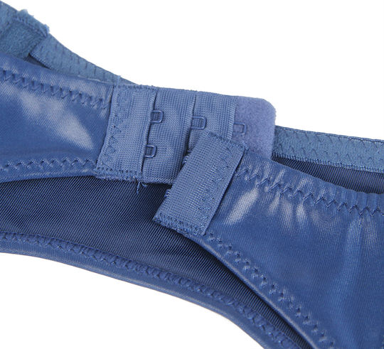 Blauer Spitzenstrumpfhalter mit Panty