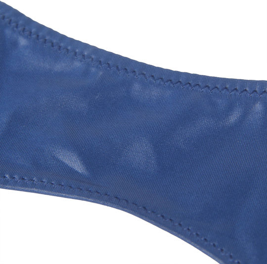 Blauer Spitzenstrumpfhalter mit Panty