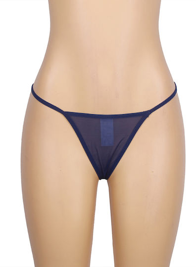 Blauer Spitzenstrumpfhalter mit Panty