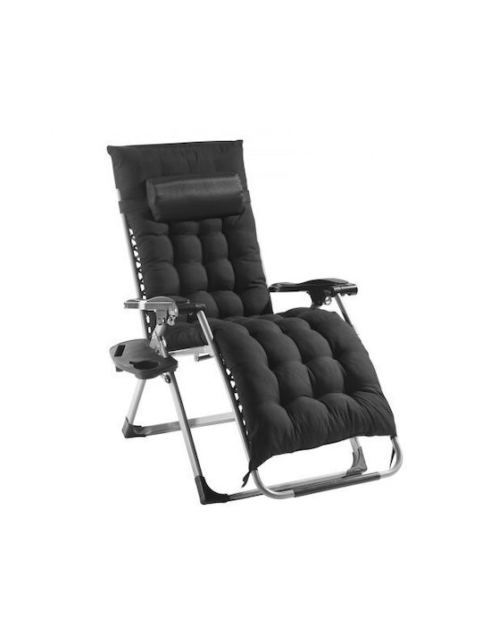 Liegestuhl Aluminium Schwarz 159x64.5x79.5cm.