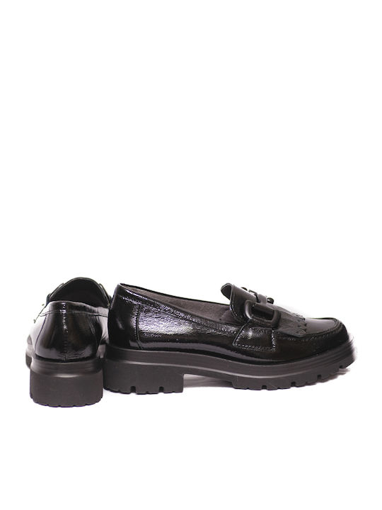 Leather Women's Moccasins in Black Color