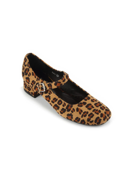 Fshoes Multicolour Low Heels with Strap Animal Print