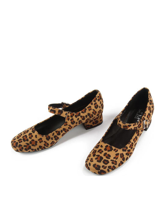 Pumps mit Riemen & Niedrigem Absatz Tiermuster Mehrfarbige