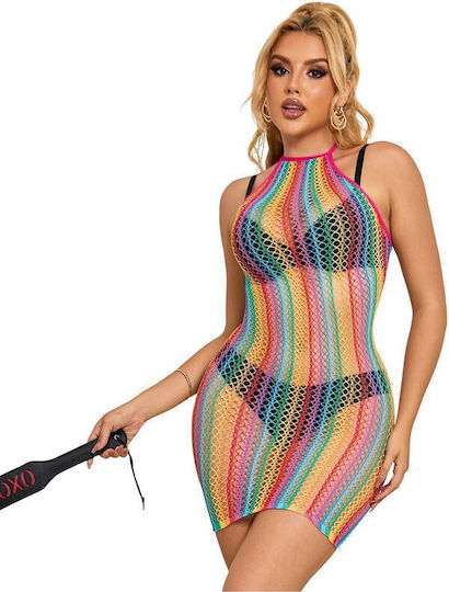 Subblime 952341 Rainbow Fishnet Bodystocking One Size