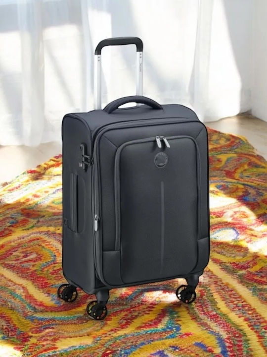 Delsey Caracas Βαλίτσα Ταξιδίου Καμπίνας Υφασμάτινη Μαύρη με 4 Ρόδες Ύψους 55εκ.