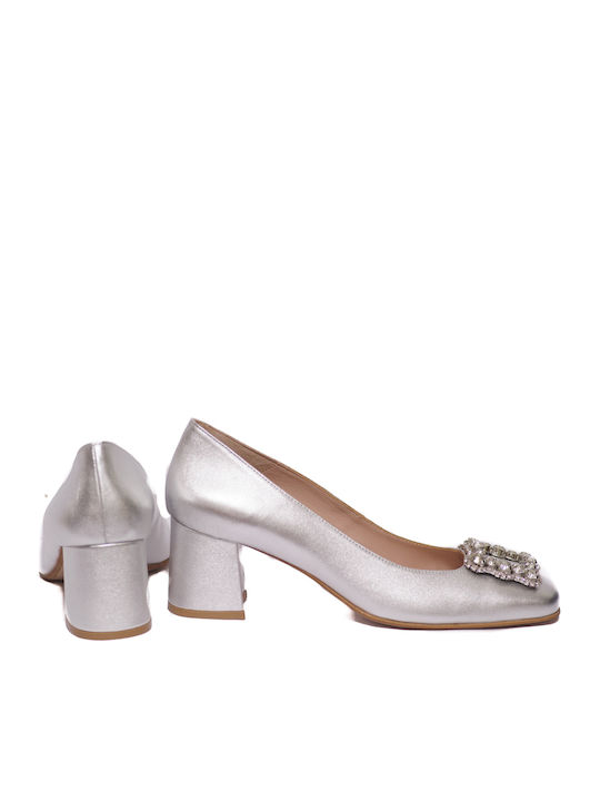 Leder Pumps Silber