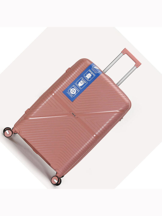 RCM Μεγάλη Βαλίτσα Ταξιδίου Σκληρή Rose Gold με 4 Ρόδες Ύψους 76εκ.