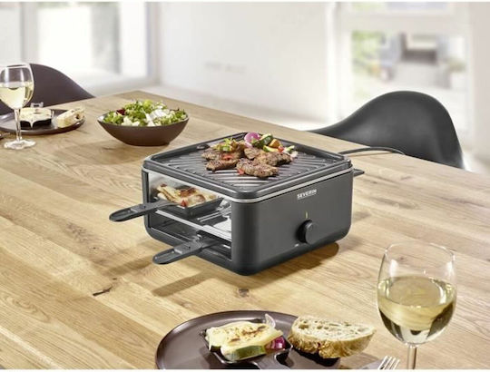 Severin Tischplatte Elektrogrill Geriffelte Platte 800W mit einstellbarem Thermostat 24cmx24cmcm