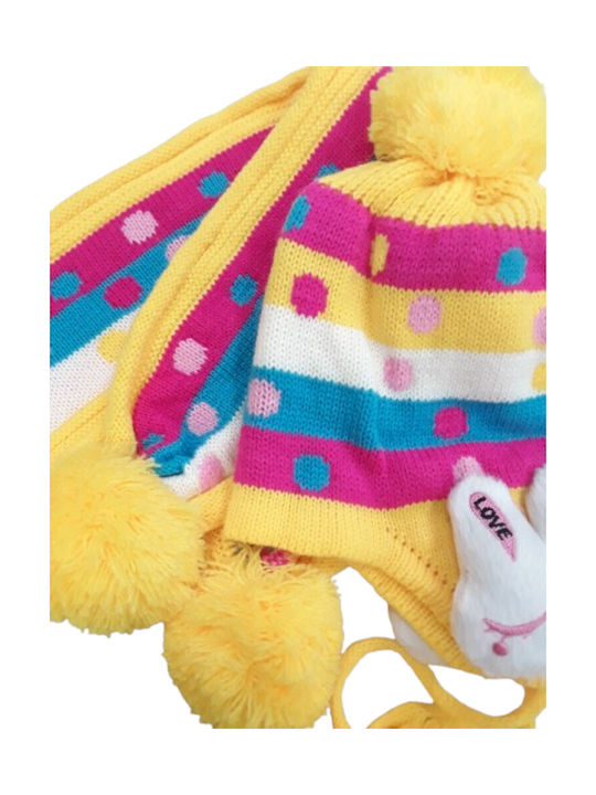 Beboulino Kids Beanie Set with Scarf Knitted Yellow