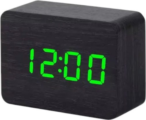 Επιτραπέζιο Ψηφιακό Ρολόι LED Ξύλινο με Ξυπνητήρι Μαύρο 909481_b