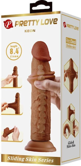 Pretty Love Keon Ρεαλιστικό Dildo με Βεντούζα Καφέ 21cm