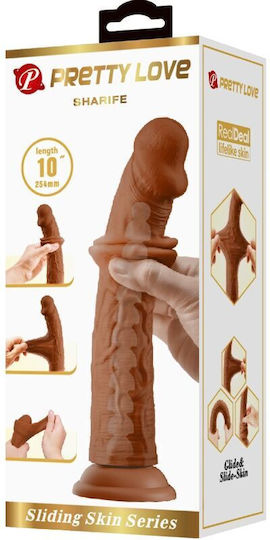 Pretty Love Sharife Ρεαλιστικό Dildo με Βεντούζα Καφέ 25cm
