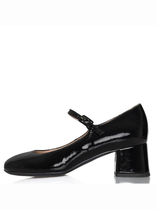 Sante Leather Black Medium Heels