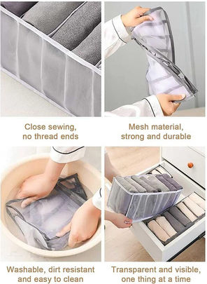 ATL Organization Fabric Storage Case for Clothes / Underwear in Gray Color 35x24x20cm 1pcs