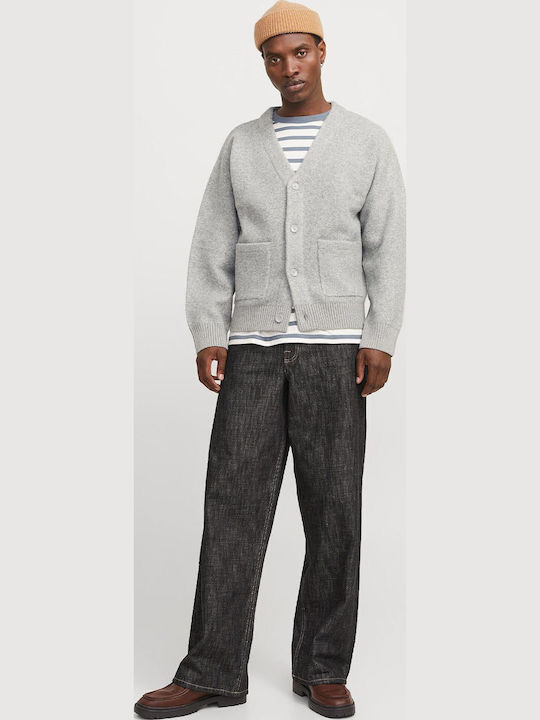 Ανδρική Ζακέτα Πλεκτή με Κουμπιά Light Grey Melange