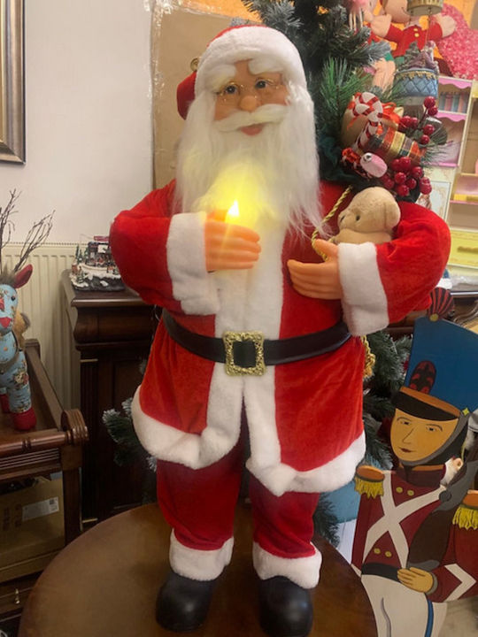 Luminat Decorativ Moș Crăciun Baterie cu Muzică și Mișcare Roșuς 90cm.