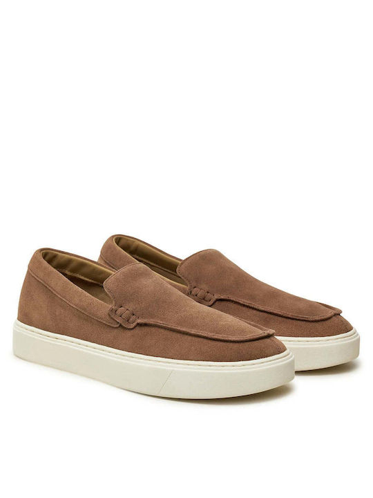 Suede Ανδρικά Μοκασίνια σε Καφέ Χρώμα