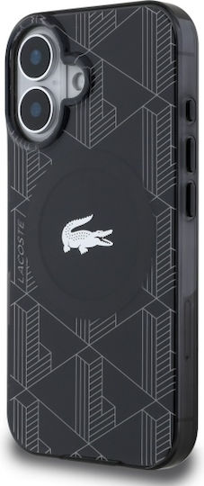 Lacoste Blend Monogram MagSafe Umschlag Rückseite Kunststoff Schwarz (iPhone 16 Plus)