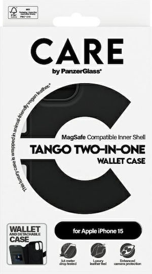 PanzerGlass Brieftasche Leder Schwarz (iPhone 15) 1159
