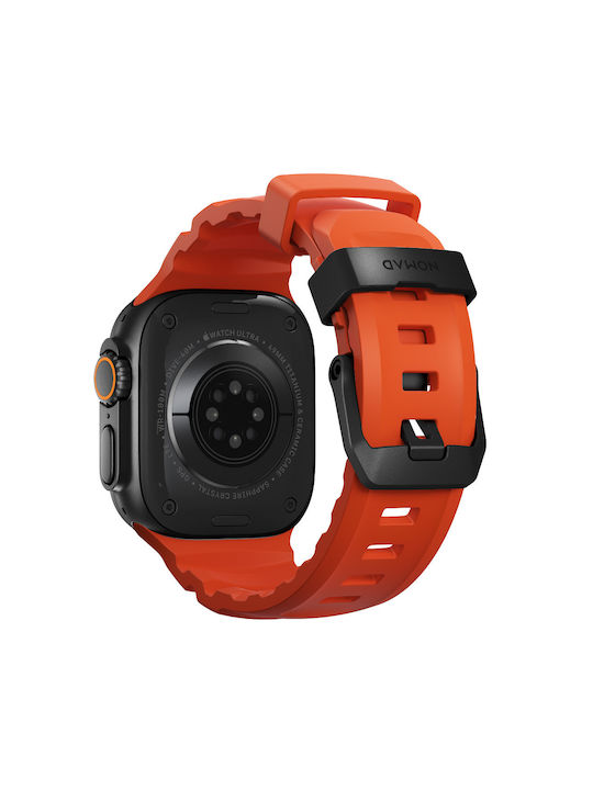 Nomad Rocky Point Sport Band Fkm Rubber Strap Waterproof Apple Watch Series 4 5 6 Se 8 9 & Ultra 1/2 Apple Series 10 46mm 42 44 45 46 49mm Magma Orange Black Nm014865858