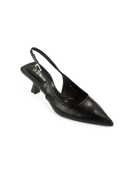 Fshoes Synthetic Leather Pointed Toe Black Medium Heels