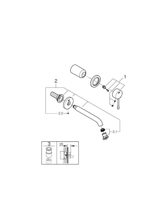 Grohe Essence Built-in Mixer & Spout Set for for Bathroom Sink 1 Exit Bronze