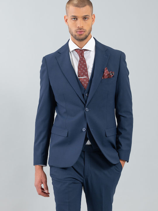 Vittorio Artist Men's Suit with Vest Blue