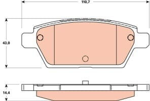 Set Plăcuțe de Frână Spate Trw Automotive Înălțime 43.0mm Lățime 110.7mm Grosime 14.4mm Ford Usa Fuziune Lincoln Mkz Mazda 323 F V 6 Renault Thalia I
