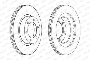 Ventilated Brake Disc Set Front Ferodo 338mm 28mm 6 Holes Lexus Gx Toyota Hilux Land Cruiser Prado 08.00 Right Left