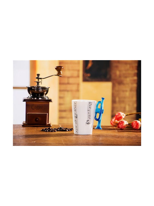 Gadget Master Musik mit Griff Trompete Becher Keramik Blau 250ml