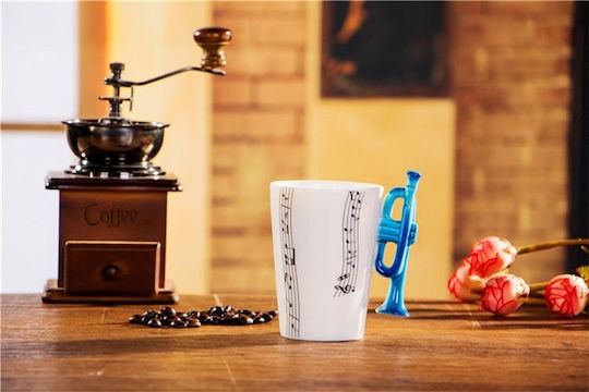 Gadget Master Muzicală cu mâner Trompetă Cana Ceramică Albastru 250ml