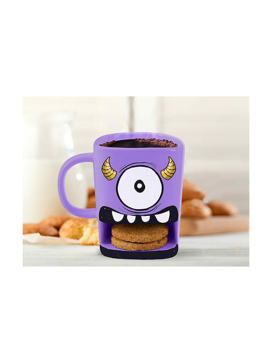Total Gift Monster Biscuit Κούπα Κεραμική Μωβ 250ml