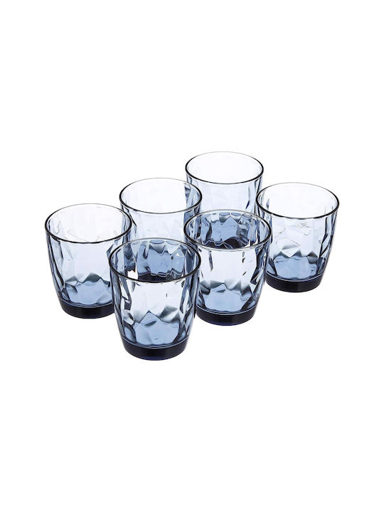 Diamond Set of Glasses for White and Red Wine made of Glass Ocean Blue 300ml 6pcs