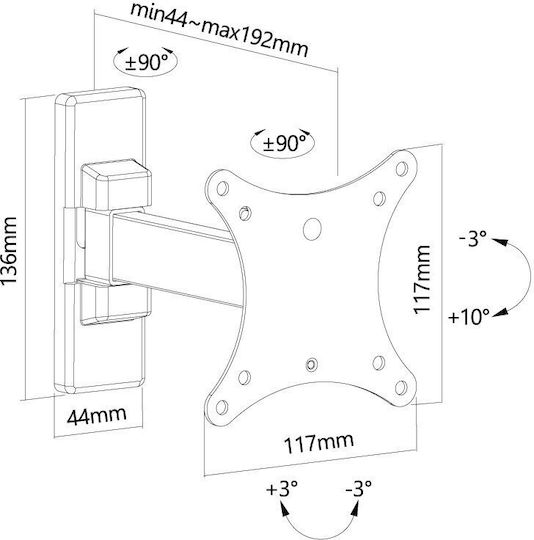 Jollyline 42862 Suport TV de perete până la 23" și 20kg Negru