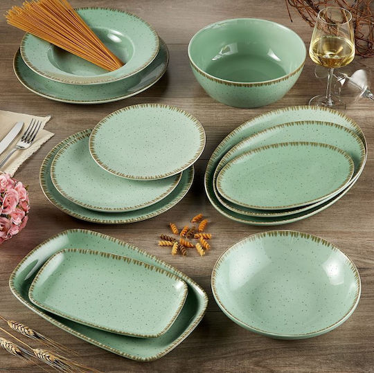 Dot Cereal Serving Bowl Round made of Porcelain Green with Diameter 13cm
