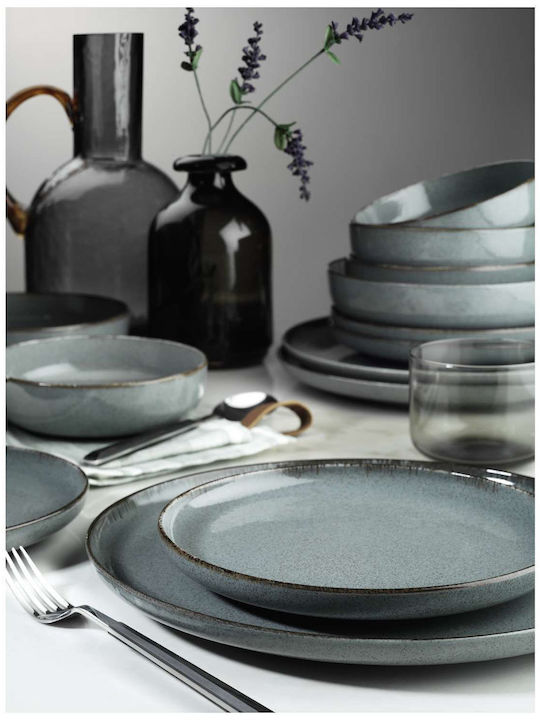 Kutahya Porselen Plate Shallow made of Porcelain Gray with Diameter 24cm
