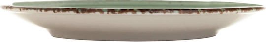 Güral Porselen Avanos Plate Shallow made of Porcelain Green with Diameter 30cm
