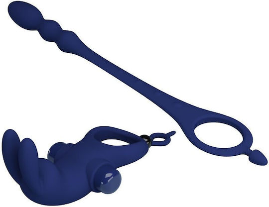 Pretty Love Rabbit Vibrator Δονούμενο Δαχτυλίδι Πέους Σιλικόνης Μπλε BI-239934