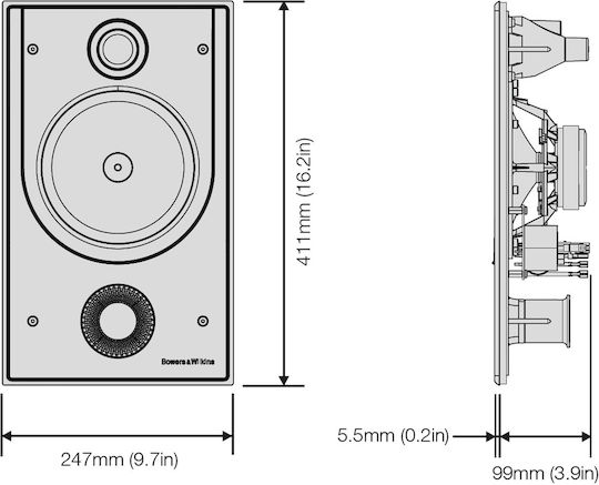Bowers & Wilkins CWM8.5D Ηχείο Hi-Fi Βιβλιοθήκης 120W 2 Δρόμων Γκρι